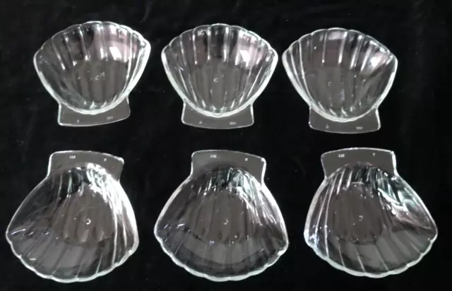 Vintage 6 GLASS Serving dishes FRANCE - Shell shap - Sovirel  CLEAR GLASS SHELL