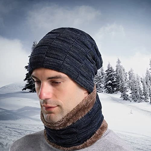 Gorro Para Hombre Gorros De Invierno Hombres Para El Frio Con Bufanda Punto new 2