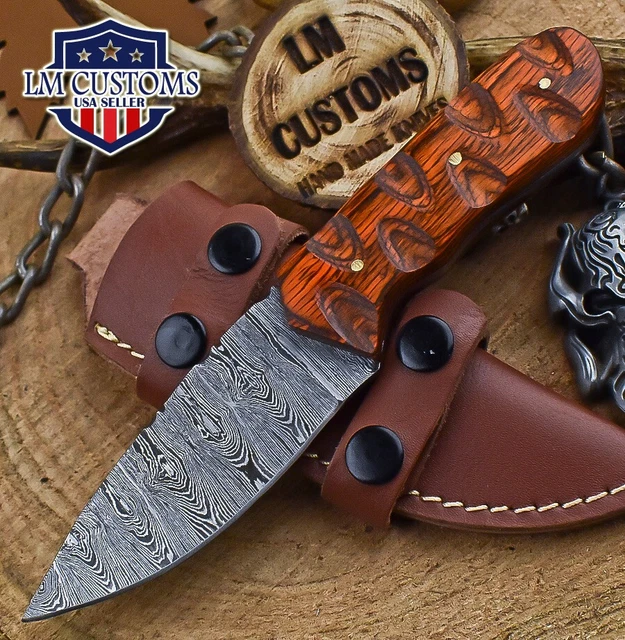 Handmade Hand Forged Skinner Knife Twist Damascus Hard Wood EDC Best Selling