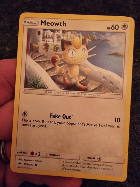 English Pokemon Card Meowth Mauzi 101/147 SM3 Burning Shadows Nacht Flammen 2017