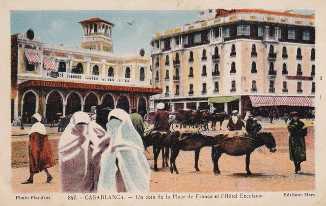 Antique postcard MOROCCO CASABLANCA Place de France written