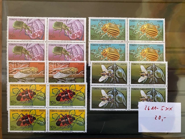 Türkei 2611-5 ** Viererblock 20 Euro Insekten