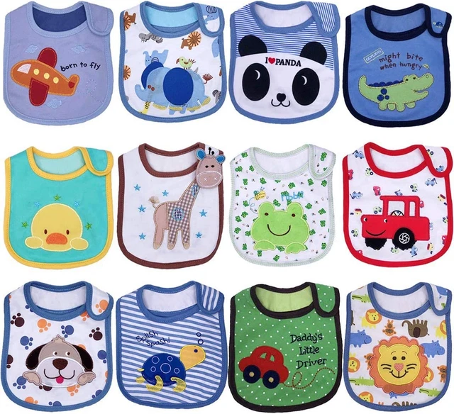 10 Bavaglini Impermeabili Neonato - Bandana Design, Con Bottone, Per Pappa E Dentizione