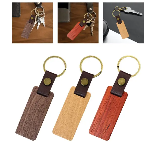 Porte-clés en bois vierge, sac de clé de voiture, pendentif, gravure sur bois,