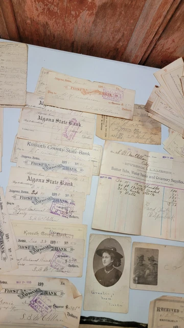 Huge Lot Of 1800's Bank Notes, Receipts, Postcards, Ledgers Northern Iowa 8