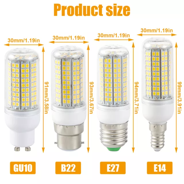 LED Corn Bulb Light Lamp Ultra Bright 12W Screw Base Spotlight E27/E14/B22/GU10