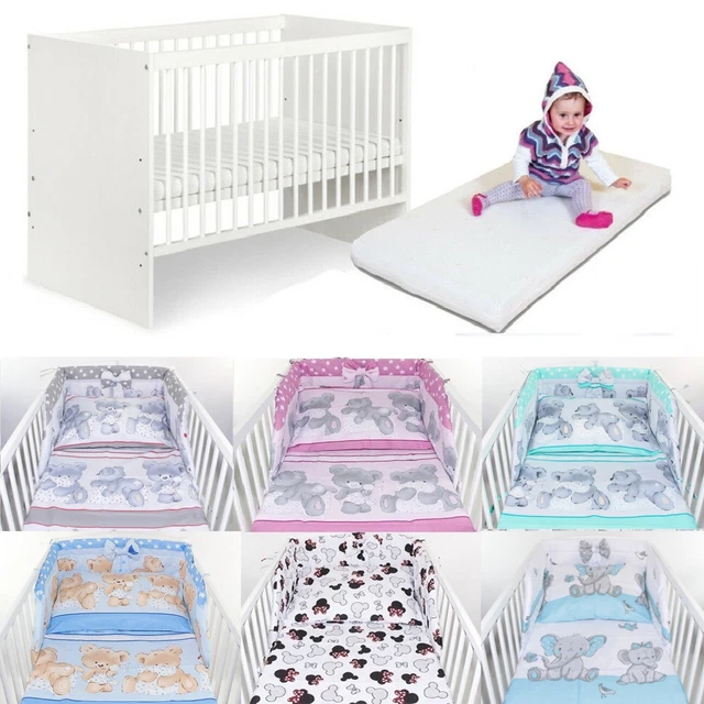 Cuna + colchón + 6 piezas de cama / paquete completo para bebé / mejor precio