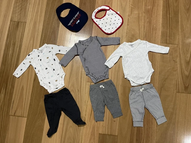 Carters Baby Long Sleeve Cotton Bodysuits Pants Bib 3 Months Bundle Aeroplanes