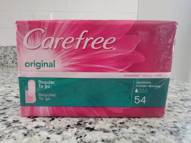 Carefree Original Pantiliners Unscented Regular To Go 54 Liners Open Pack