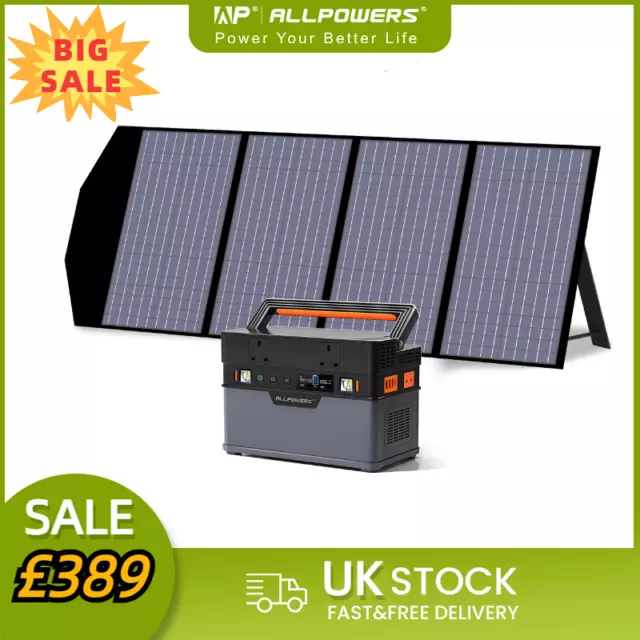 ALLPOWERS 700W 606W Solar Portable Power Station with 140W Foldable Solar Panel