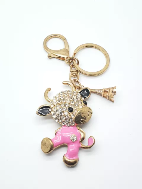 Rhinestone Cow Charm Bag Key-ring Key-Chain