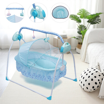 Materassino WBPINE Culla Neonato Cuscino Culla Altalena Sdraietta Neonati Elettrica Lettino Letto con Musica Portabottiglie Zanzariera 