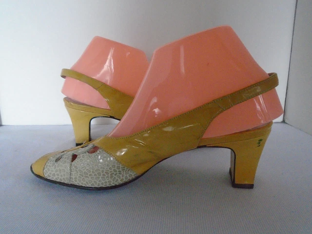 Authentic Vandal Womans Yellow  Leather Strappy Heels Size 5.5