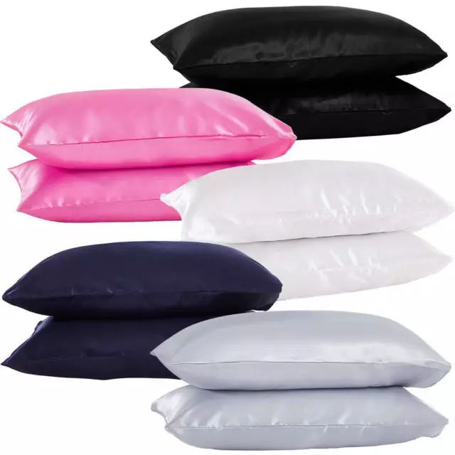 100% Satin Silk Pillowcase Cover Standard King Queen Cushion Pillow Case Solid