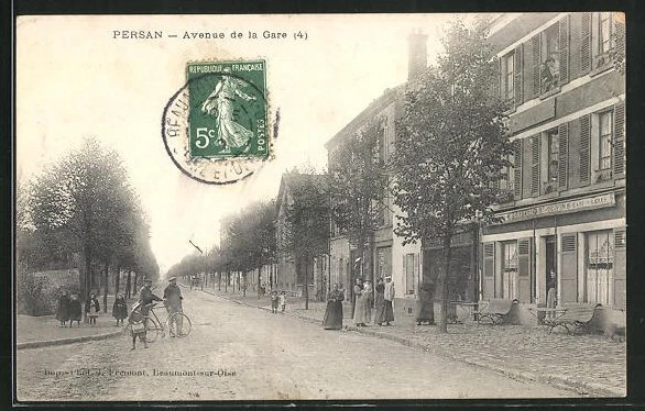 CPA Persan, Avenue de la Gare, Cafe 1925