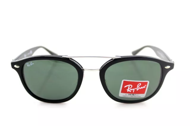 NEW Authentic RAY-BAN DOUBLE BRIDGE Black Green Classic Sunglasses RB2183 901/71