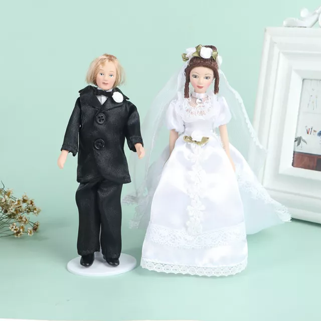 1:12 Miniature Mini Victorian Doll Model the Bride And The Bridegroom Dollhou GN