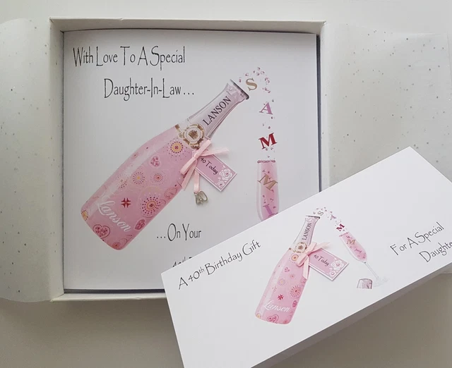PERSONALISED 40TH BIRTHDAY Card Daughter in law Pink Champagne 20th