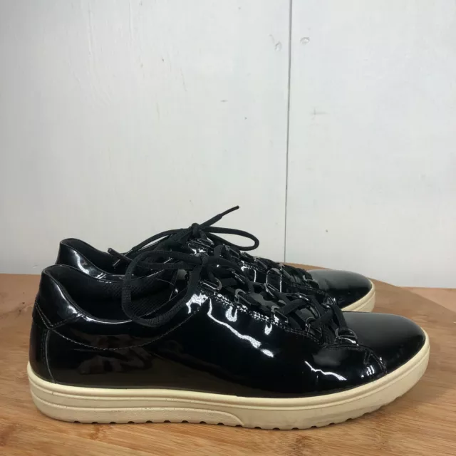 Ecco Shoes 42 Womens 11 Fara Sneakers Black Patent Leather Casual Walking Comfy