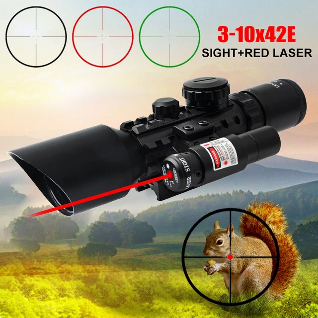 Hunting Red/Green Mil Dot Sight Rifle Scope 3-10X 42E 11/20mm Picatinny Rail