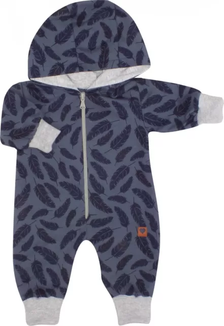 NEU Baby Jungen Strampler Overall Einteiler Gr. 56 62 68 74 80 86 Federn blau