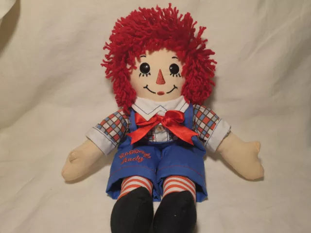 Raggedy Andy Plush Toy Soft Dressed Hard Eyes Embroidered Doll Red Hair Classic