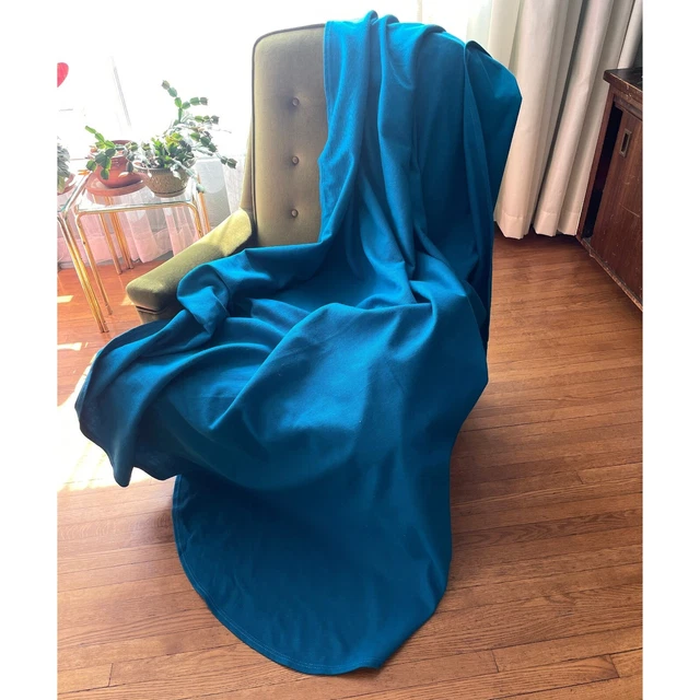 Vintage 70s bedspread, peacock blue bed cover, 70s twin size bed, retro bedroom