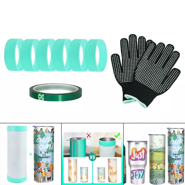 6x Silikonbänder für Sublimation mit hitzebeständigen Handschuhen Tumblers