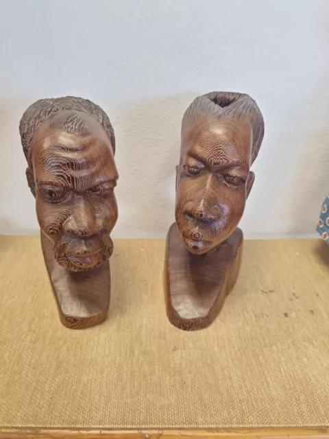 Paire De Serre Livre En Bois Sculpté Afrique couple art Africain  statue