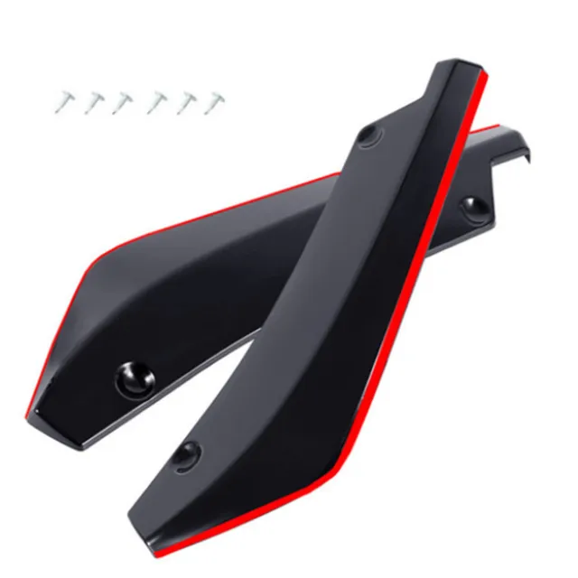 Black Car Rear Bumper Spoiler Body Kit Side Winglets Extension Anti-Scratch 2Pcs