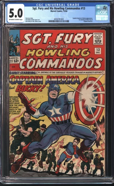 Marvel Sgt. Fury & His Howling Commandos 13 12/64 FANTAST CGC 5.0 Off-White to W