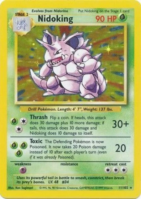 Nidoking - 11/102 - Pokemon Base Set Unlimited Holo Rare Card WOTC LP