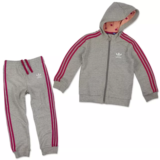 Adidas Originals Chandal de Niños Estrella Bebé Sport Traje Gris Rosa Estrellas