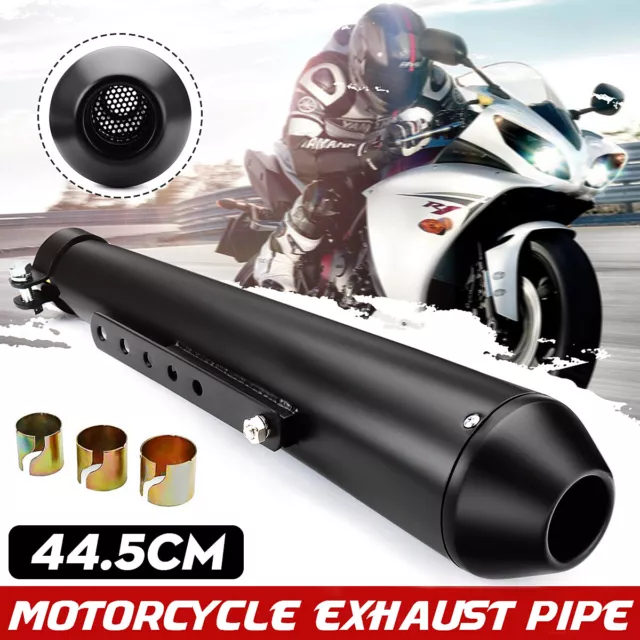 Black Universal Motorcycle Exhaust Pipe Muffler Sliding Bracket For Cafe Racer
