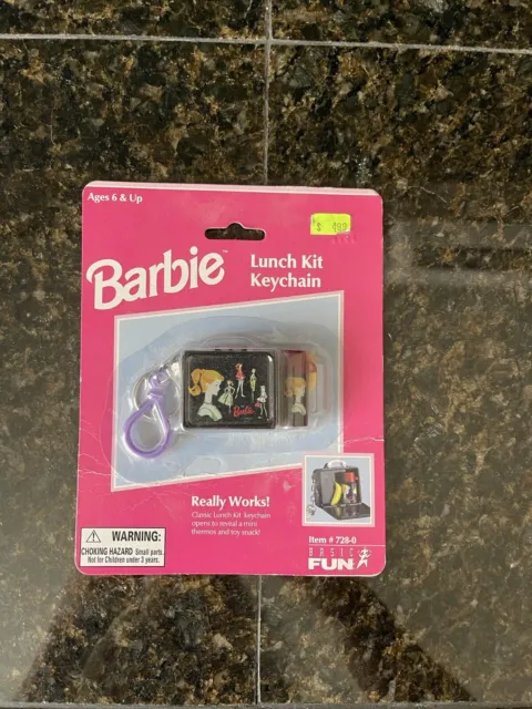 Vintage 1999 BARBIE Lunch Kit / Lunch Box Keychain #728-0 Mattel / BASIC FUN NEW
