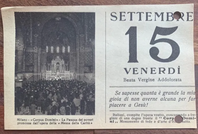 BEATA VERGINE ADDOLORATA, SANTINO del GIORNO VENERDÌ 15 SETTEMBRE 1933