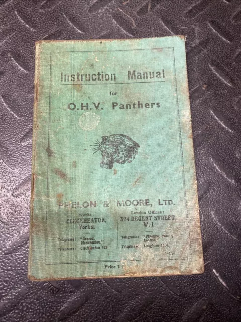 panther motorcycle OHV 1934 All Models Booklet Manual Owners