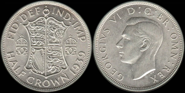 Great Britain: 1939 Half Crown KGVI silver 2/6. Lustrous UNC Cat