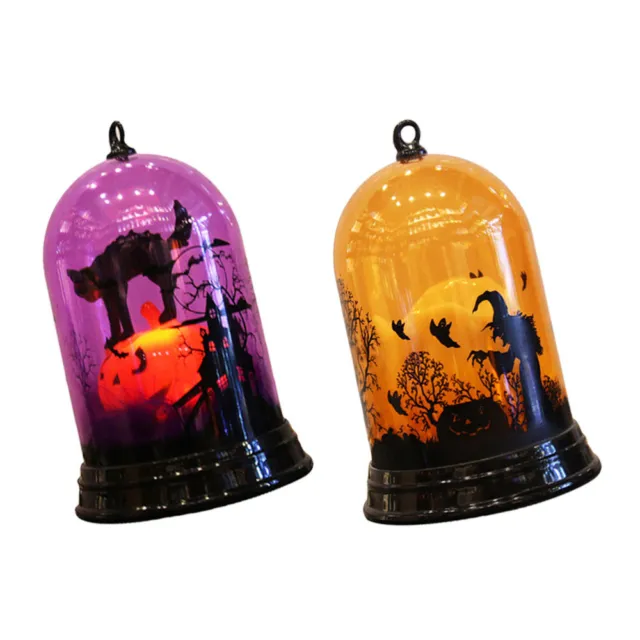 2 piezas lámpara de escritorio calabaza con luz de velas de Halloween