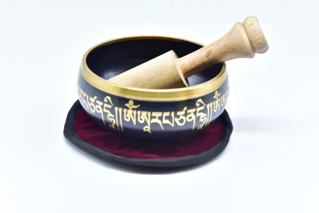 4" Tibetan Meditation Yoga Singing Bowl Set Handmade Including Mallet & Cushion