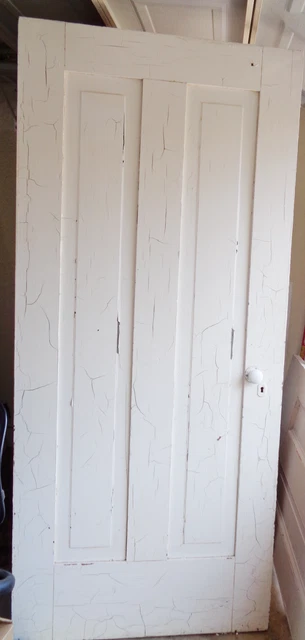1800's Antique White Wood DOOR Interior Two Raised Panel Door 4