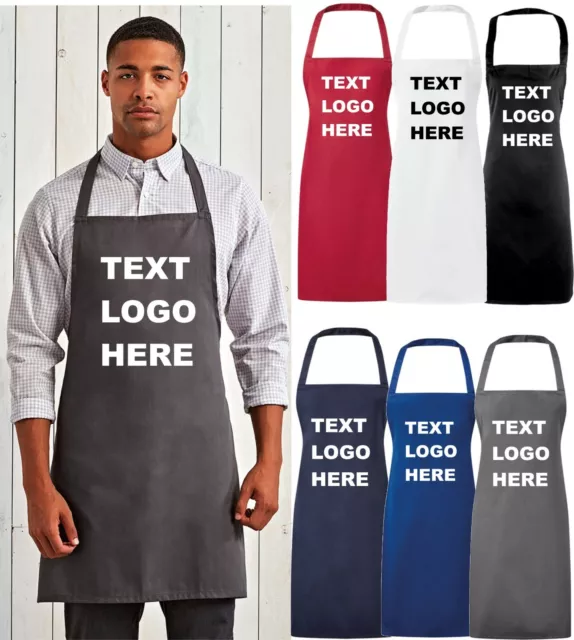 Personalised Custom Logo Text Printed Apron Baking Kitchen or BBQ Chef Work Wear