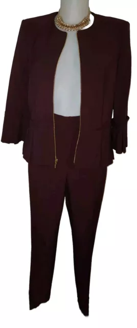 $129 Preston & York Burgundy Sz 6 Blazer Pants Casual Business Suit