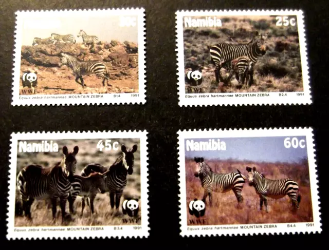 Namibia-1991-WWF-Mountain Zebra set-MNH