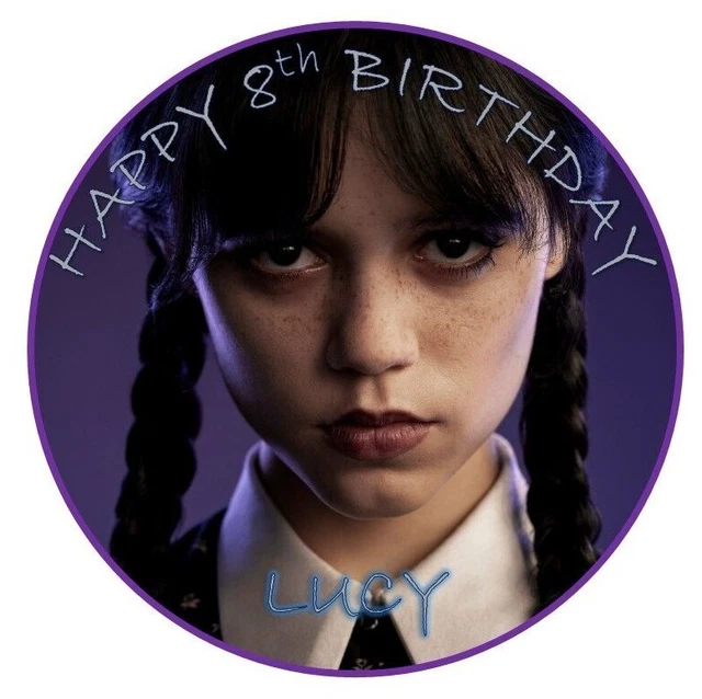EDIBLE CAKE CUPCAKE Topper Personalised Wednesday Addams Family Happy ...