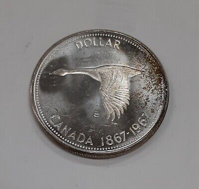 1967 Canada Confederation Centennial Silver Dollar Canadian Goose UNC w/Toning