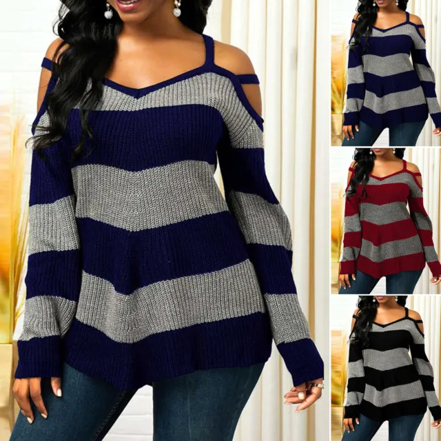 Pullover Sweater Ribbed Trim Cold Resistant Fashion Autumn Winter Shoulder