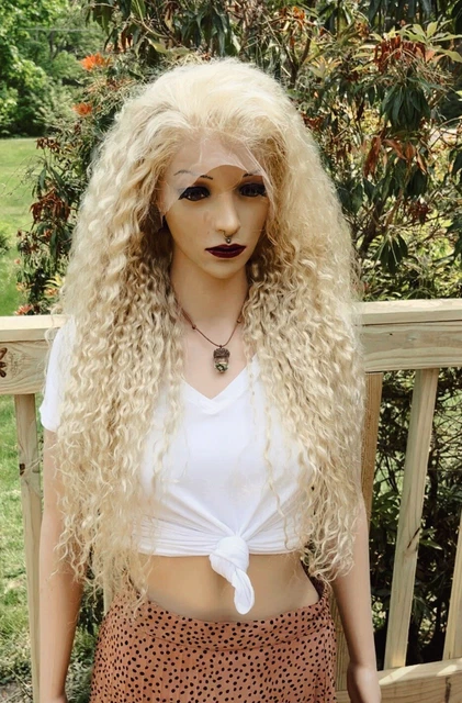 Custom made 28” blonde 100% human hair daily wig. Full front lace free parting Custom made 28” blonde 100% human hair daily wig. Full front lace free parting