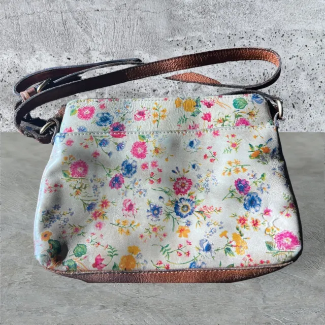 Patricia Nash Denim Fields  Genuine Leather Floral Crossbody Bag 3