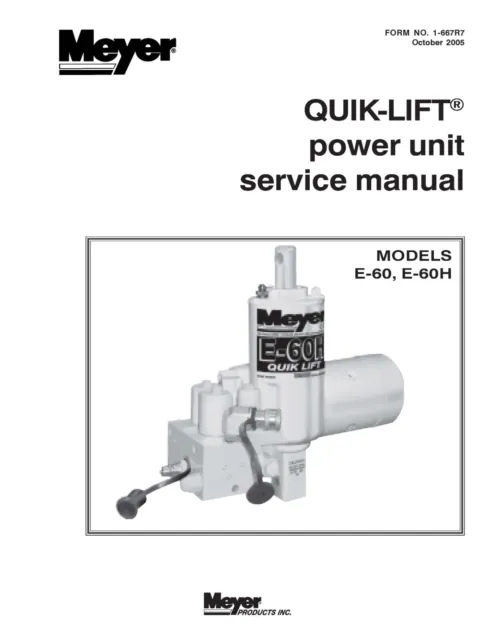 Service Manual Meyer Snow Plow Pump E60 & E60-H